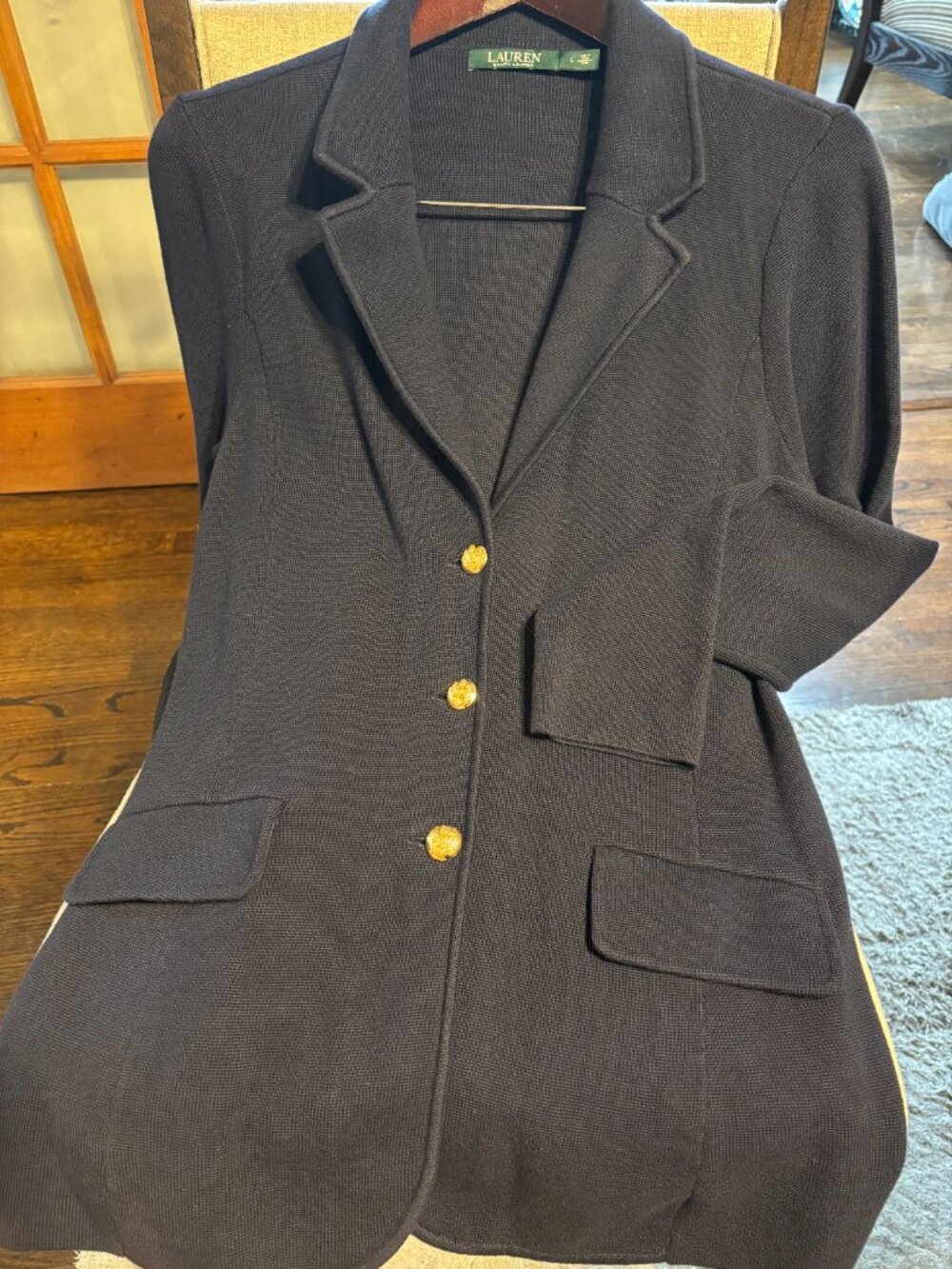 Lauren Ralph Lauren Women Navy knit open-front blazer SZ: L